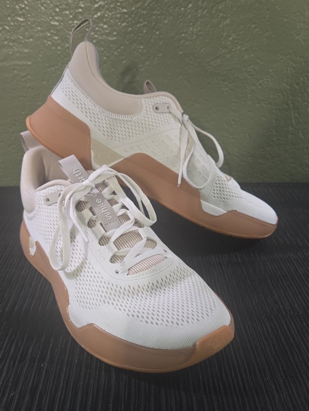 Women’s Athletic Sneakers in White and Tan